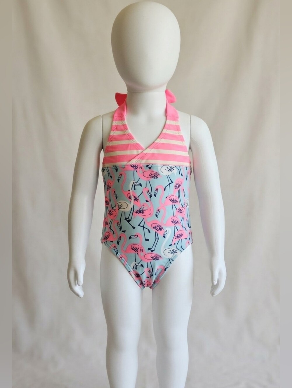 Tea Collection Flamingo Pink Tie-Back Girls Swimsuit Size 2